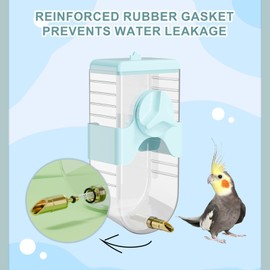 Bird Feeder Water Dispenser Set, Automatic Cage Feeder with Perch for Parakeet, Canary, Cockatiel, Finch, Budgie (Brown)