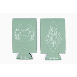 Loco Llama - Maid of Honor Slim Can Cooler (1) - Bridesmaid Proposal & Wedding Day Gifts - Bridal Shower Decorations - Bridal Party Favors - Bachelorette Party Supplies - Floral Sage Green