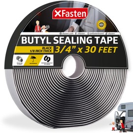 XFasten Butyl Sealing Tape, Black, 1/8-In x 3/4-In x 30-Foot Plumbers Putty, RV Sealant, Boat Sealing, EDPM Butyl Tape