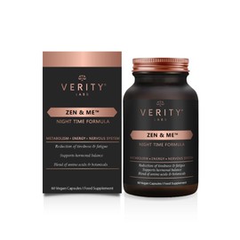 Zen & Me | Sleep and Stress Aid Supplement with Ashwagandha, Lavender, Vitamin B6, Magnesium, Chamomile | 60 Vegan Capsules | Natural Ingredients by Verity Labs