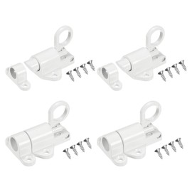 M METERXITY 4-Pack Self-Closing Latch Aluminum Alloy Automatic Window Sliding Latches with Screws Pull Ring Spring Load Door Lock for Door/Window/Toilet/Fence/Drawer [White]