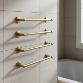Wall Mount Brass Bathroom Towel Rack Set 6 Piece Modern Polished Finish Bath HardwareColor: as Pic Color