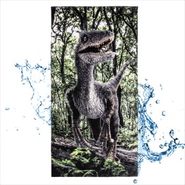TAMEOLIE Children's Dino Towel 100% Cotton Bath Towel Oeko-Tex Standard Towel Quick-Drying Boys Girls 70 x 140 cm Bath Towels Beach Towel Beach Towel Children Large Dinosaur