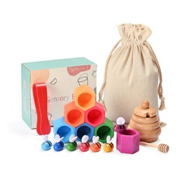 MONT PLEASANT Sorting Stacking Wooden Toys for Toddlers, Bee Hive Toy, Montessori Sensory Bin Tools Toys for 3 4 5 Years Old, Fine Motor Skill Toys Early Learning Preschool Educational Gift for Kids