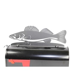Hobby, Recreation and Career Style Metal Powder Coated Mailbox Topper (Walleye, Matte Black)