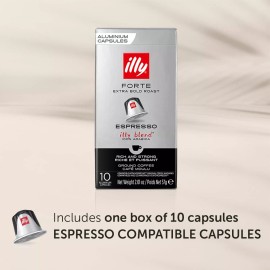 Illy Forte Extra Dark Roast Coffee 10 Count Illy Nespresso Compatible Pods