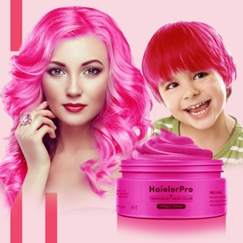 HaiolorPro Pink Temporary Color Wax Washable for Men and Women Hair Color Wax Hair Color Wax for Party Cosplay Hair Makeup Paint Wax One Day Hair Color (Pink)