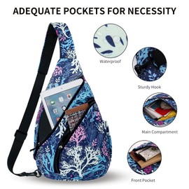 HUA ANGEL Chest Bag Crossbody Bag Women's Stylish Wide Strap Lightweight Backpack Women's Waterproof Small Shoulder Bag for Boys Girls Outdoor Travel Sporty Work Running, Branched