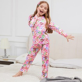 CHILDRENSTAR Donuts Pajamas for Girls 2 Pieces Pjs Sets Kids Long Sleeve Fall Winter Sleepwear Clothes,4t 5t