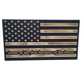 Knotty Oar Wood Shop Home of the Free American flag hidden handgun storage cabinet gun safe engraved - Magnetic, Add Light