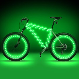 Woanger 3 Pcs LED Bike Lights for Night Riding Bicycle Frame and Wheel Lights Battery Powered Bike Accessories Gifts for Adults Riding at Night(Green)