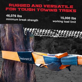 GearAmerica Tow Strap 4" x10' Heavy Duty Tree Saver - 46,076 lb Winch Strap & Recovery Rope for Offroad, Weather Resistant with Triple Reinforced Loops and Towing Belt - ATV Accessories
