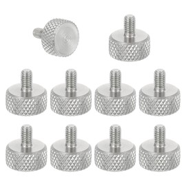 sourcing map M3x4mm Knurled Thumb Screws, 304 Stainless Steel Flat Head Thumb Screws Metric Diamond Knurled Head Bolts Grip Knobs Hand Tighten Thread Fasteners, 10mm Dia. 10 Pcs