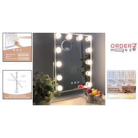 Vanity Mirror Metal 12x16" 12 Dimmable Bulbs 3 Color Modes Makeup Use