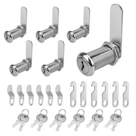 Cam Locks Cabinet Locks, 1-3/8'' (Length) Cabinet Cam Lock Set Fits on 1-1/8'' Max Panel Thickness, Secure File Drawer Dresser RV Compartment Lock Replacement Set, Chrome-Finish Zinc Alloy, 6 Pack