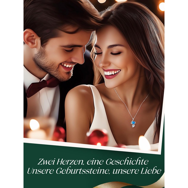 LOUISA SECRET Women's Opal Necklace Infinity Double Heart Necklace 925