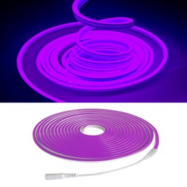 Maxlaxer Purple LED Neon Strip Light，16.4ft/5m 12V Waterproof Flexible Light Strip for Indoor and Outdoor Decor, Bedroom, Kitchen, Party, TV Backlight.(Power Adapter not Included)