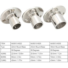Railing Foot Stainless Steel 90 Degree Handrail Boat S-Flag Foot Round Base Rail Base Plate Hood Fitting Boat Railing for All Linds of Yachts (22 mm x 2)