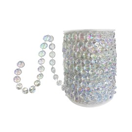 CENZICOM 30 Meters Crystal Beads Garland Strand, Iridescent Clear Acrylic Diamond Beads String Roll for Crafts, Beaded Curtains, Wedding Party Decorations, Christmas Tree Ornaments