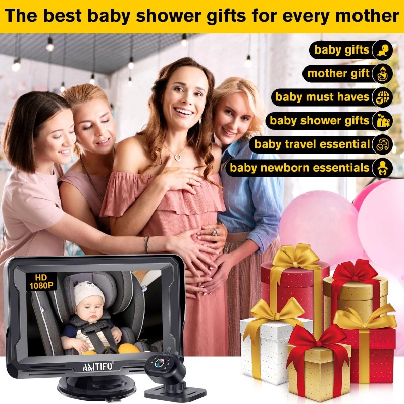 AMTIFO 360 Degree Baby Car Camera Monitor with 1080P Night