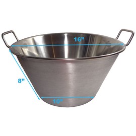 Cazo Stainless Steel Large 16" Heavy Duty Caso Para Carnitas Acero Inoxidable