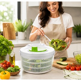 Salad Spinner for Washing & Drying Vegetables – Easy Kitchen Lettuce Dryer with Strainer B2asket for Fresh Salads & Meal Prep