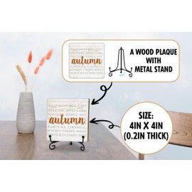 Antumn Wood Plaque Sign With Stand, Fall Harvest Quote Desk Sign Decor for Home Office Table Shelf, Thanksgiving Gifts for Family Friend Women Man -51