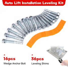 Atesilor 52 Pcs Car Lift Install Kit with 36 Pcs 3/64" Orange Leveling Shims and 16 Pcs M20 x 5-1/2" Wedge Anchor Bolts, For 2 Post 4 Post Car Lift Truck Jib Crane Precise Leveling Installation