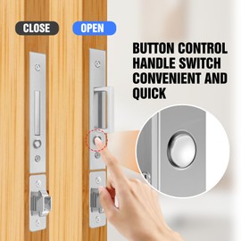 Eegoowa Eegoowa Pocket Door Locks, Edge pulls, Hidden Handles, Pocket Door Hardware, Sliding Door Locks, Sliding Door Hardware, for Doors 1 3/8" to 2 2/8" Thick (Silver, Privacy Type)