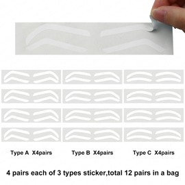 Guapa Disposable Eyebrow Design Stencil Airbrush Tint Stickers Easy Application Brow Tinting for Shaping Single Eyebrow Type Option with 3 Shapes Available (eyebrow stickers D)