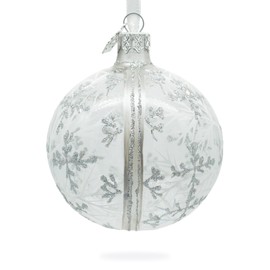 Snowflakes on Clear Glass Ball Christmas Ornament 3.25 Inches