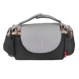 Baby Stroller Bag Waterproof Nylon Multi Pockets Simple Antiwear Baby Diaper Caddy Bag for Crib Wall Table Black