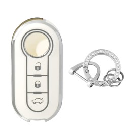 OFFCURVE Car Key Case, Key Cover, Car Key Protective Case with Key Fob for Fiat 500 Lancia Punto Panda Ypsilon Delta Grande Bravo Musa