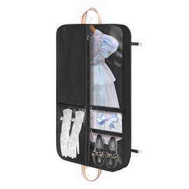 LOVEGRASS Kids Dance Bag for Costumes with Multiple Pockets, 40" Dance Costume Garment Bag for Dancers, Garment Bags for Hanging Clothes with Double Buckle Design for Children, Black