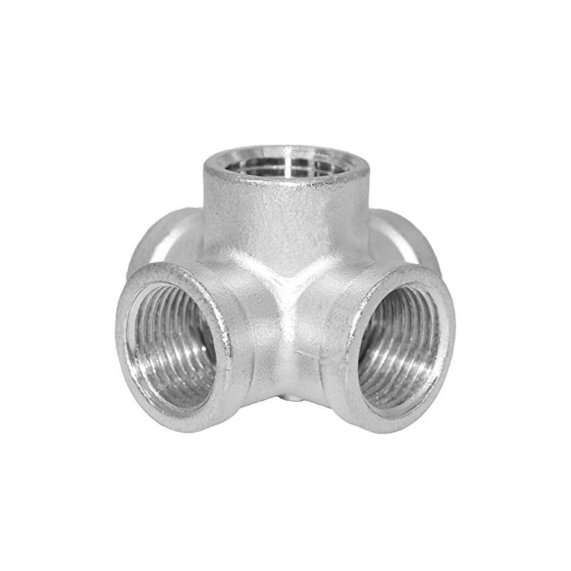 Beduan Stainless Steel 1/2 Inch 5-Way Outlet Cross Female Pipe