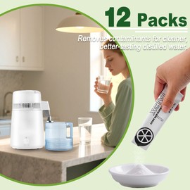xcivi 12 Pack Distiller Descaler Citric Acid Cleaner, Citric Acid Powder Cleaning for Cleaning Water Distillers, Descaling Powder for Universal Portable Distiller, Kettle, Boiler, Dispenser