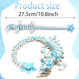 3d Printed Dragon, Blue and White Cherry Blossom Fidget Toys, Articulated 3D Printed Dragon for Desk Decoration, Desk Toys Home Office Decor