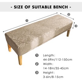 EVOLLER Dining Bench Cover Velvet Embossing Bench Slipcover for Living Room Washable Ottman Cover Bench Seat Protector for Bedroom Shoe Changing Stool Cover(Velvet Embossing-Camel)