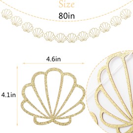 Seashell Garland for Bachelorette Party - Coastal Bridal Shower Banner Decor, Beach Wedding Decorations, Nautical Seashell & Wedding Bells Banner, Boho Bachelorette Party Supplies