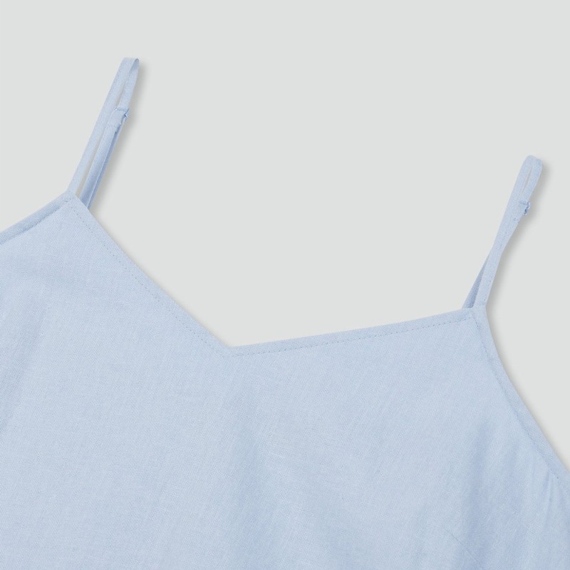 JAJU [JAJU] Light Linen Blended Bustier Dress_Sky Blue