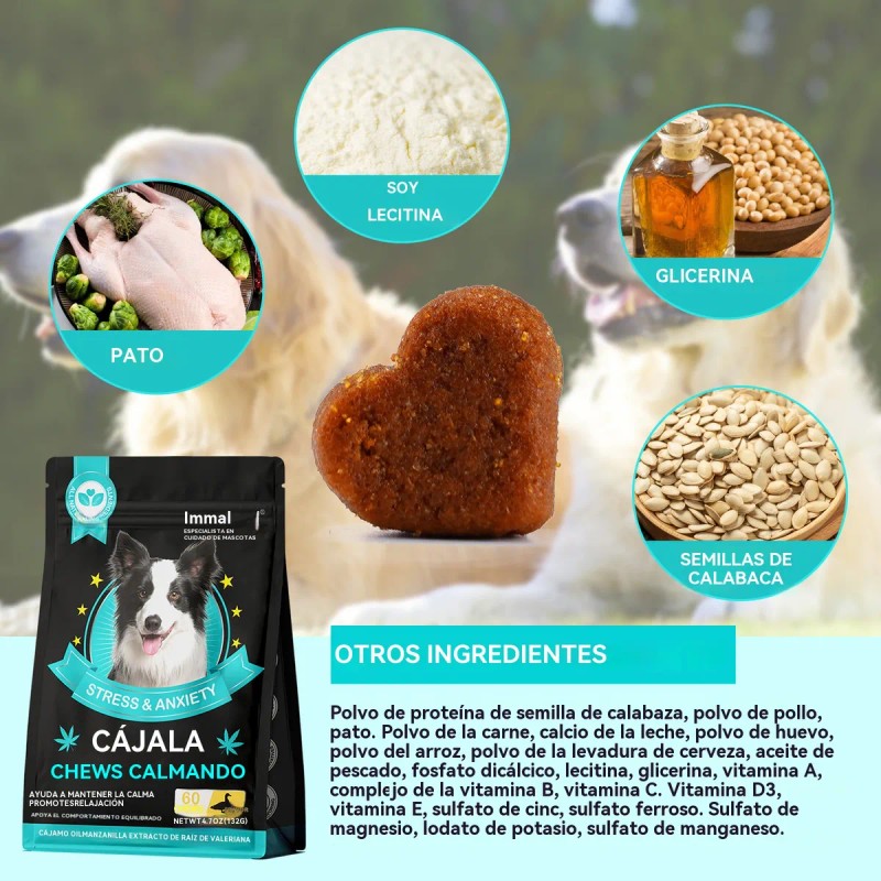 Perro Snacks Calmantes Para Perros 60 Tabletas 4 Sabores