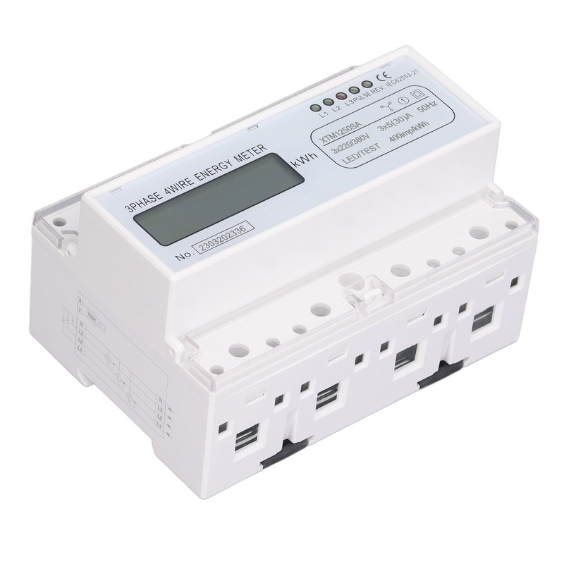 7 Digit LCD Electric Energy Meter 35mm DIN Rail Mounting