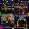 65ft Green Yellow Purple Mardi Gras Light Solar Icicle Light