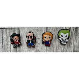 Unbranded Set of 4 Horror Freddy, Jason, Chucky, Beetlejuice Charms compatible with crocs