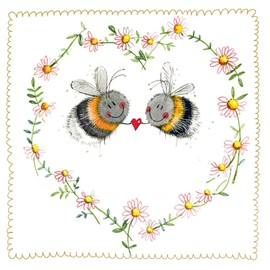 Alex Clark Bee Heart Little Foil Blank Card - Wedding, Anniversary, Wife, Husband, Boyfriend, girlfriend, partner, Heart, Designed and Printed In The UK