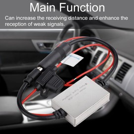 Aswalling FM Signal Amplifier Anti-Interference Metal Car Antenna Radio Universal Auto FM Booster Amp Automobile Parts