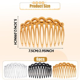 6 PCS French Side Combs,Hair Combs for Women French Hair Comb Women Hair Comb Accessories Plastic Twist Decorative Comb Hair Clips Bridal Wedding Veil Teeth Hair Combs for Multiple Hairstyles Women