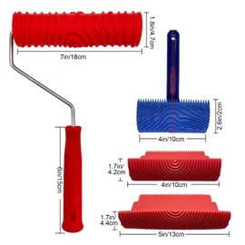 4-Pack Wood Grain Tool, Wood Graining Roller Painting Tool with Handle, Rubber Empaistic Wood Texture Painting Tool Set for DIY Wall Room Art Paint Decoration