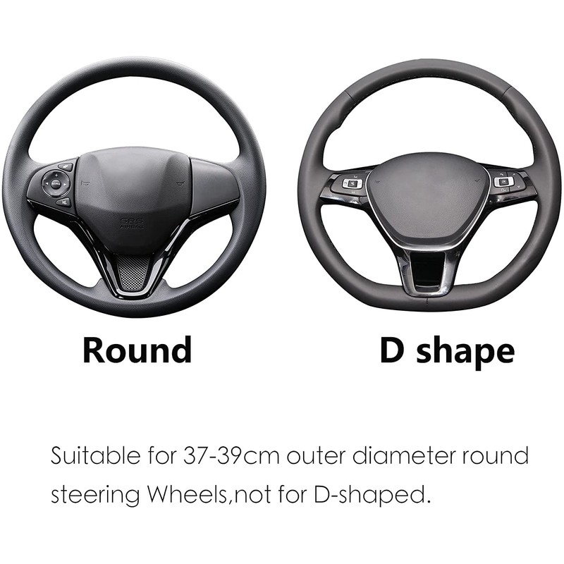 ALEMODR Brown Leather Steering Wheel Cover Universal 15 inch