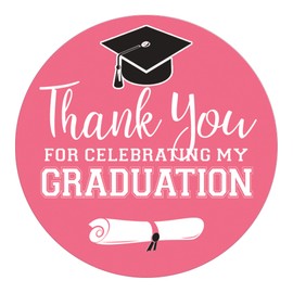 Pink Graduation Thank You Favor Labels, Grad Party Favors - 40 Count